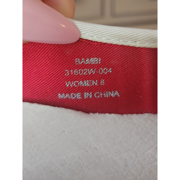 Red and White Mary Jane's wedge heel , canvas upper rubber sole adjustable strap - Picture 5 of 5